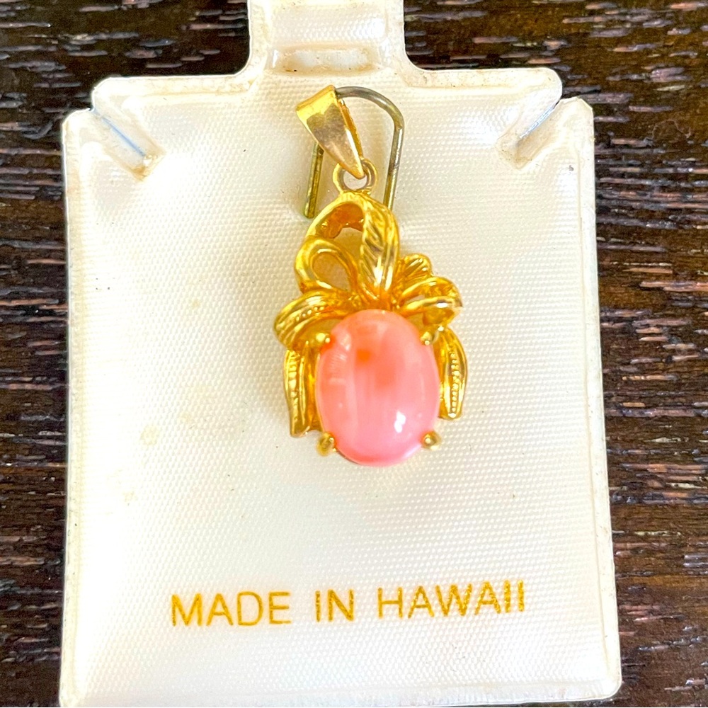 Gold plated Pink Coral Pendant